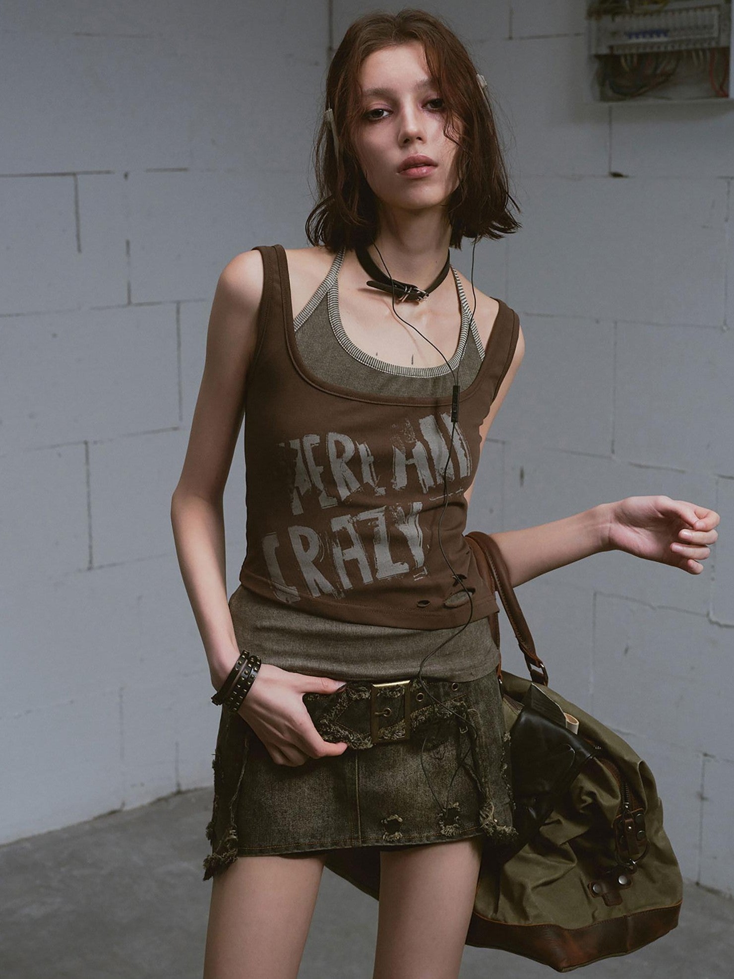 Cest Nous Washed Black Cross Patchwork Distressed Women&