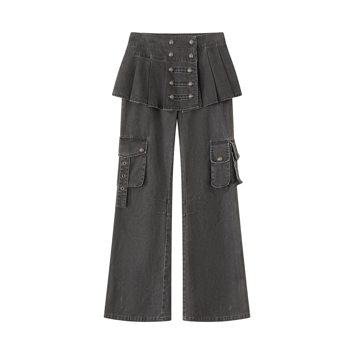 Cest_Nous_Washed_Pleated_Panel_Splice_Cargo_Straight_Microflare_Women&