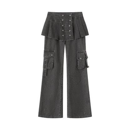 Cest_Nous_Washed_Pleated_Panel_Splice_Cargo_Straight_Microflare_Women&