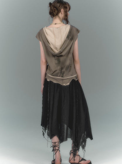 Cest Nous Wilderness Black Asymmetrical Maxi Dress