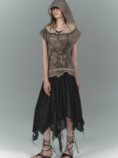 Cest Nous Wilderness Black Asymmetrical Maxi Dress