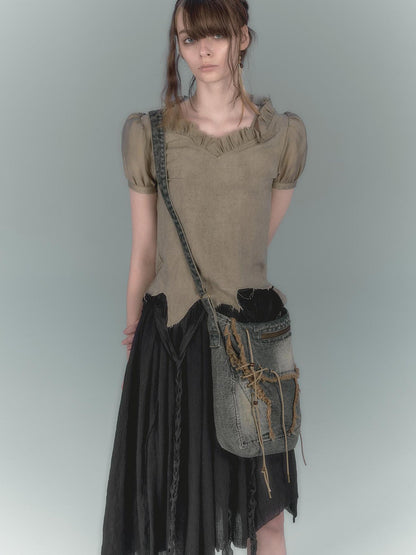 Cest Nous Wilderness Black Asymmetrical Maxi Dress