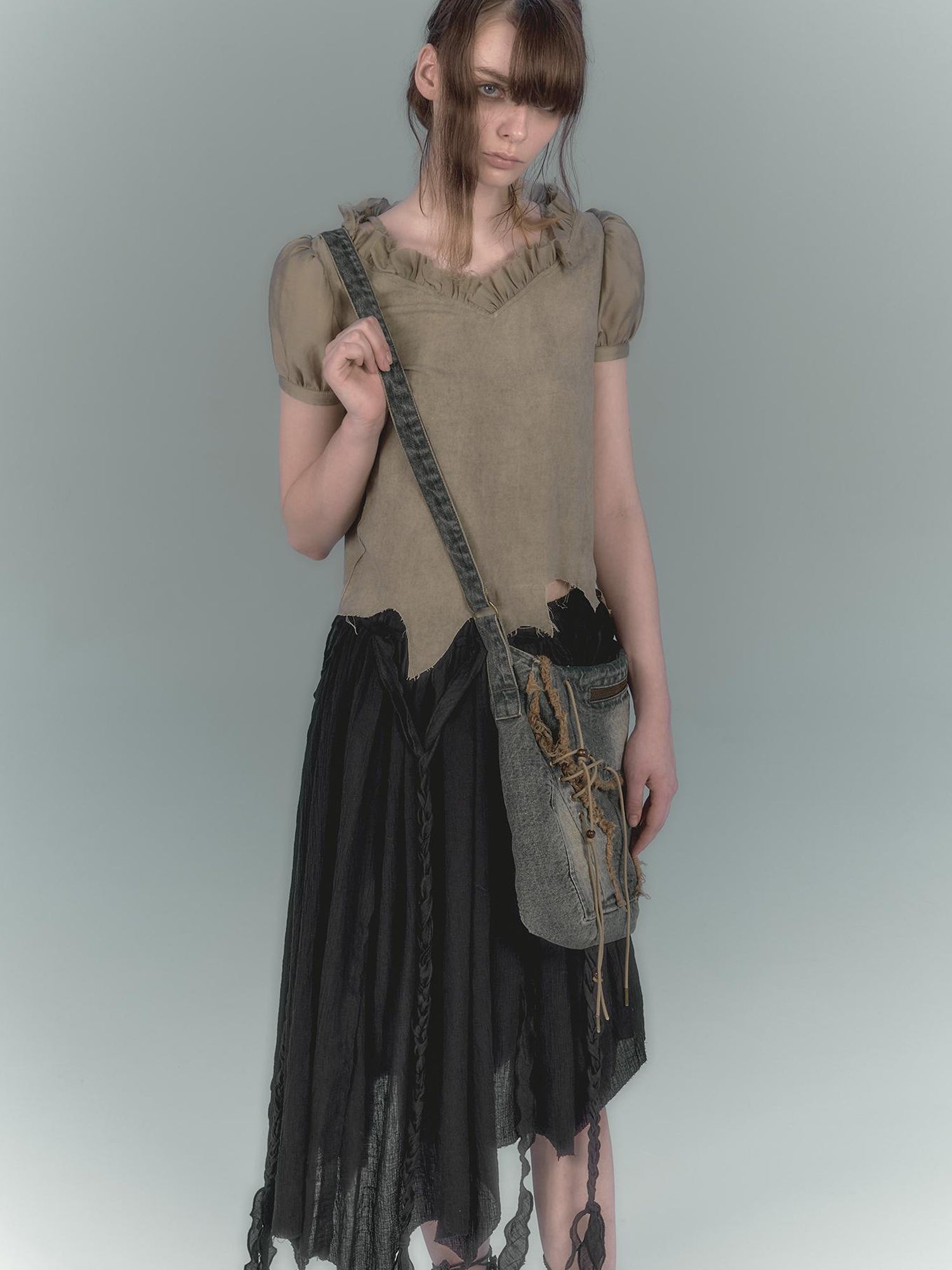 Cest Nous Wilderness Black Asymmetrical Maxi Dress