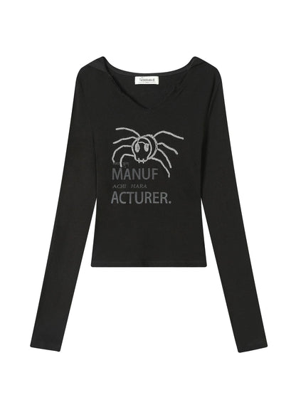 Chaos Spider Knit Tee V-Neck T-Shirt Long-Sleeve