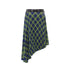YOSHUYUKI Vintage Blue Green Tartan Skirt with Studded Waist Asymmetrical Hem