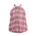YOSHUYUKI Pink Purple Plaid Halter Top With Smocked Back