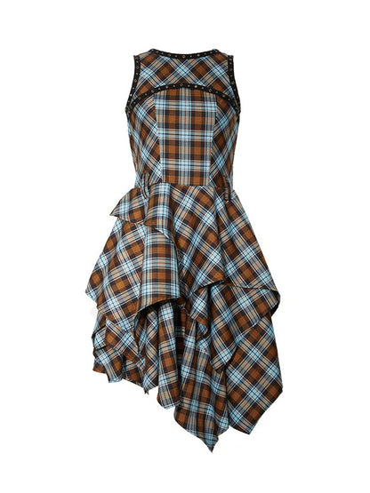 Vintage Punk Plaid Asymmetrical Layered Skirt
