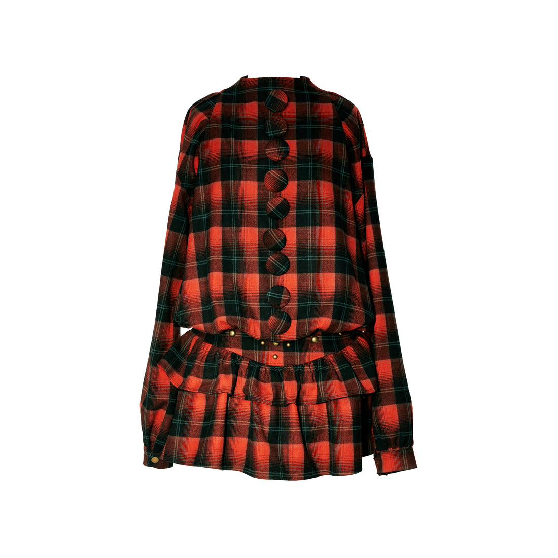 YOSHUYUKI Yoshuyuki Plaid Waist Mini Cake Skirt