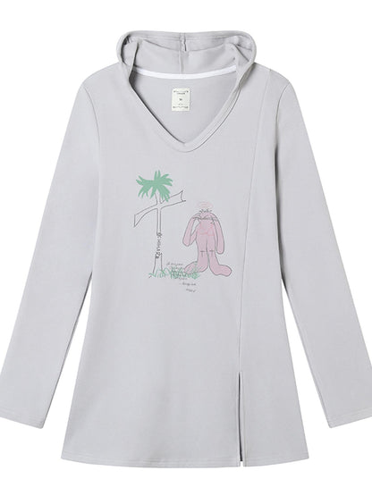 Achihara Peter Rabbit V-Neck Hooded Slim Fit Tee