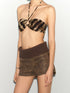 Flowers birds Market Oversized Plunge Neckline Striped Tunic Top