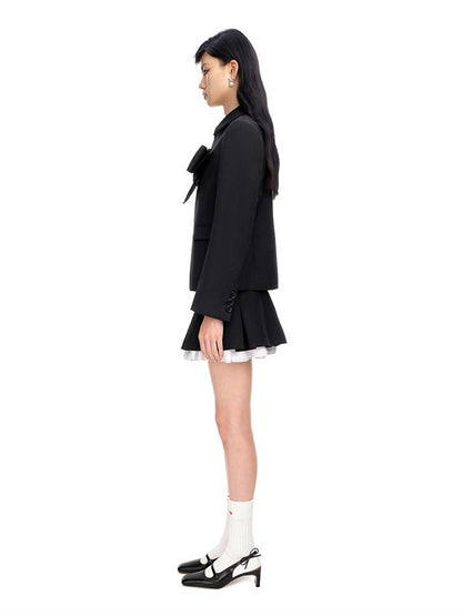 Chic Bow-Tie French Blazer for Women