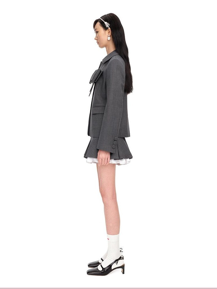 Chic Bow-Tie French Blazer for Women