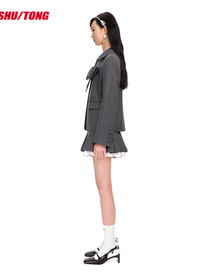 Chic Bow-Tie French Blazer for Women