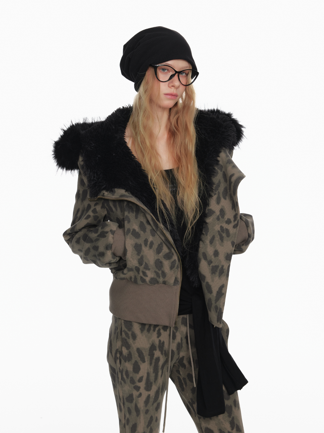 STRIKE A POSE Chic Leopard Print Hoodie &amp; Pants Set Slim Fit Casual Outfit