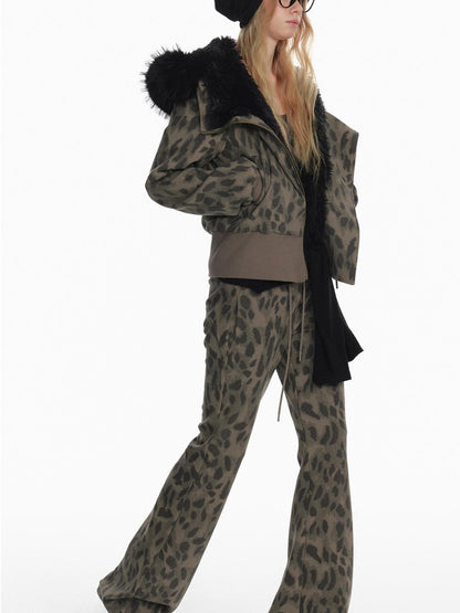 STRIKE A POSE Chic Leopard Print Hoodie &amp; Pants Set Slim Fit Casual Outfit
