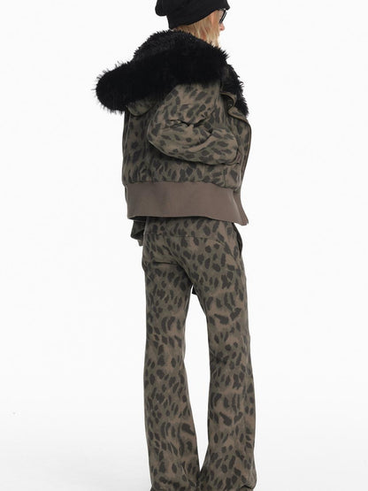 STRIKE A POSE Chic Leopard Print Hoodie &amp; Pants Set Slim Fit Casual Outfit