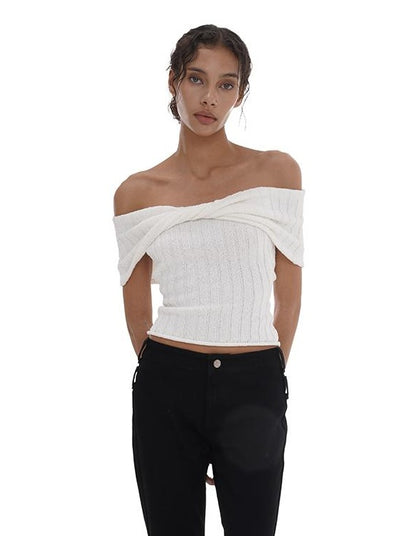 Chic Off-Shoulder Bow Knit Top