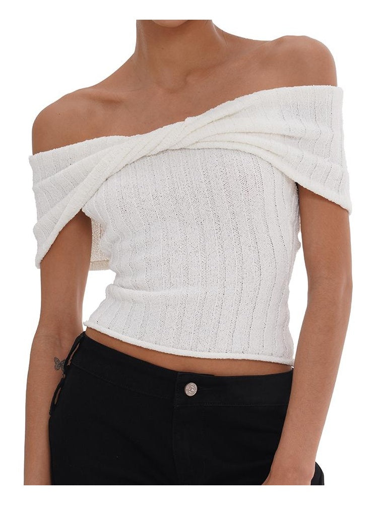 Chic Off-Shoulder Bow Knit Top