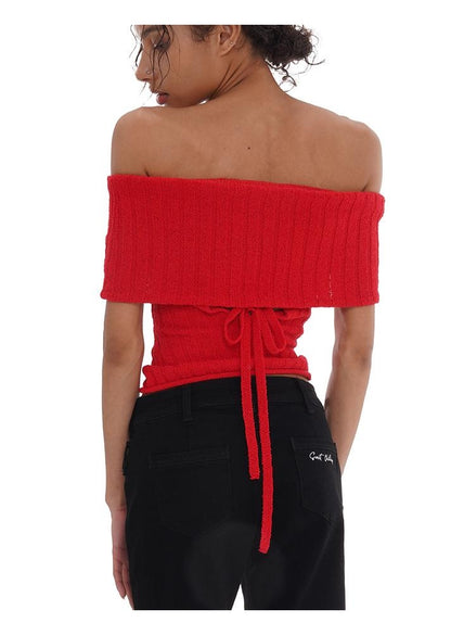 Chic Off-Shoulder Bow Knit Top