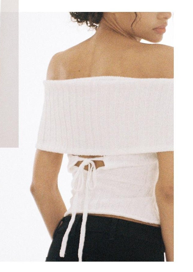 Chic Off-Shoulder Bow Knit Top