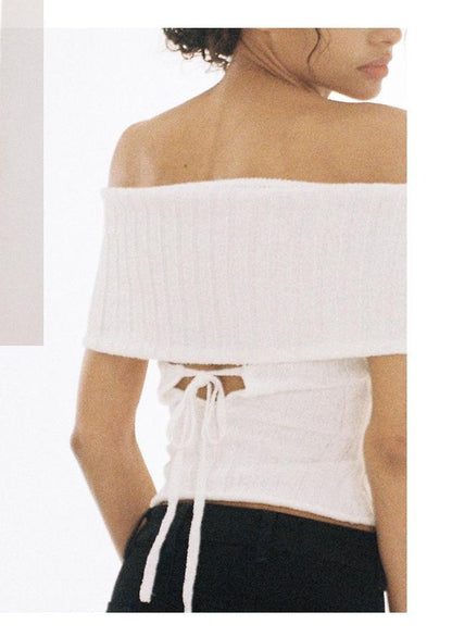 Chic Off-Shoulder Bow Knit Top