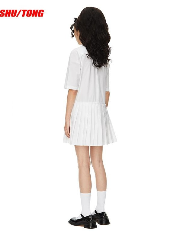 Chinese Ruffle A-Line Shirt Dress