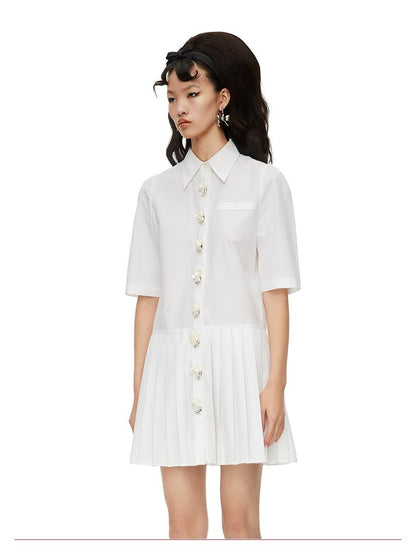 Chinese Ruffle A-Line Shirt Dress