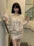 Chipchipshop Beige Doll Collar Lace Tassel Trim Asymmetric Women&