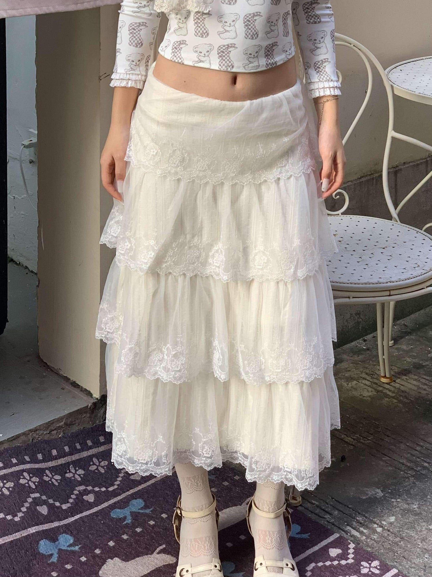 Chipchipshop_Black_And_White_Lace_Embroidered_A_Line_Low_Waist_Women&