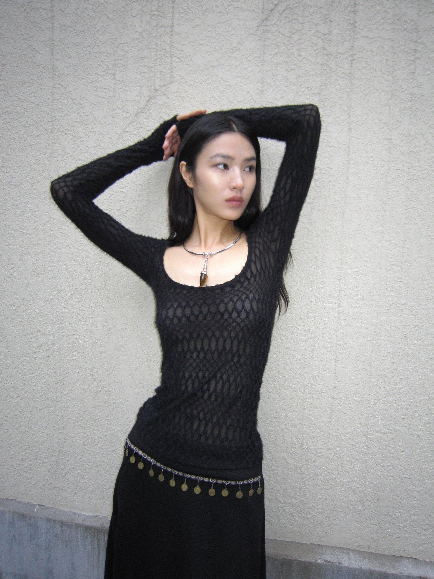 Chipchipshop Black Large Neckline Check Women&