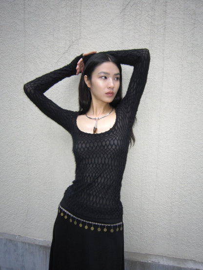 Chipchipshop Black Large Neckline Check Women&