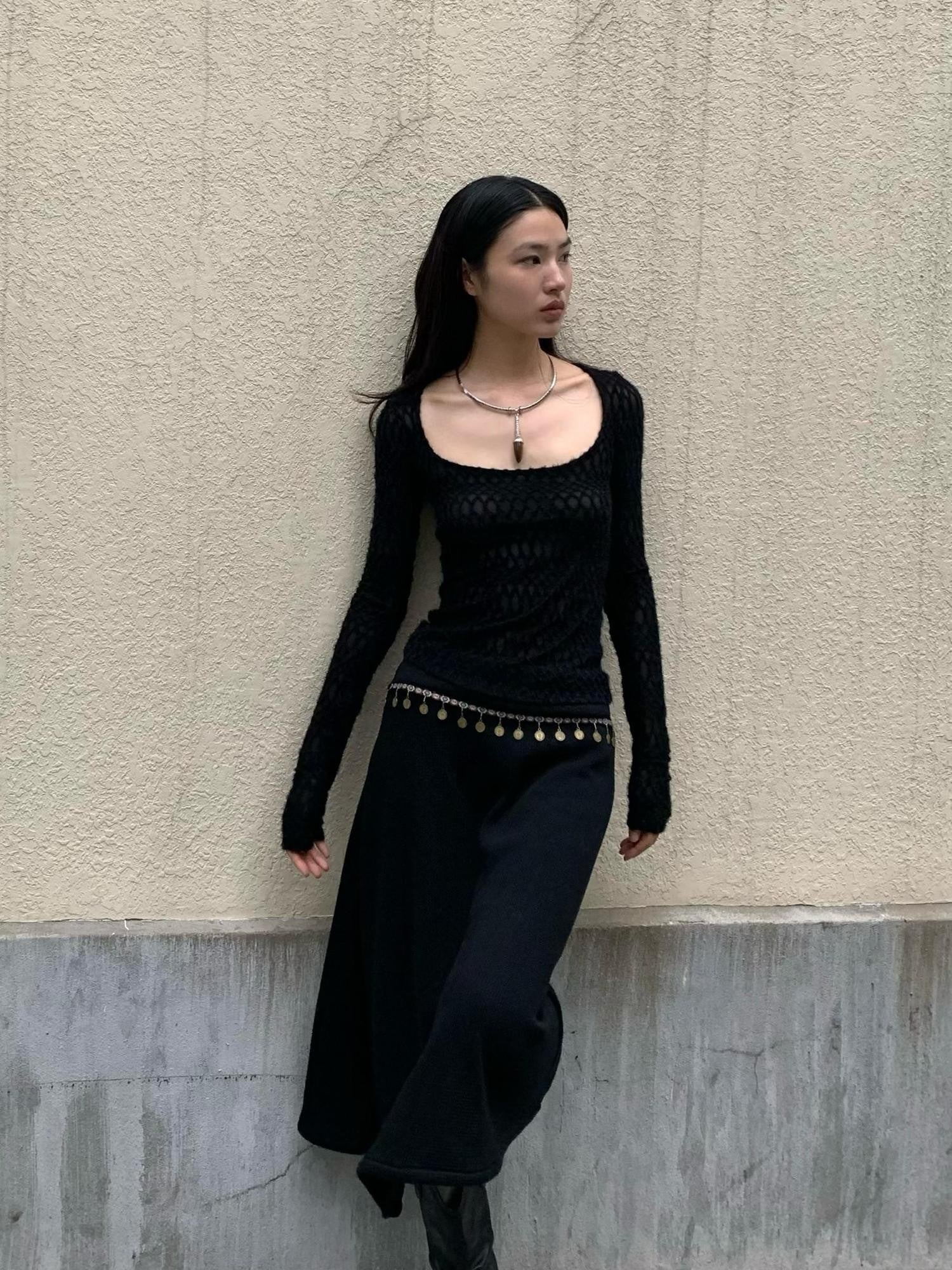 Chipchipshop Black Large Neckline Check Women&