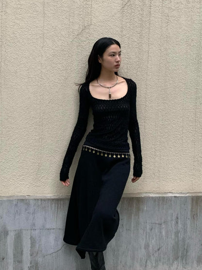 Chipchipshop Black Large Neckline Check Women&