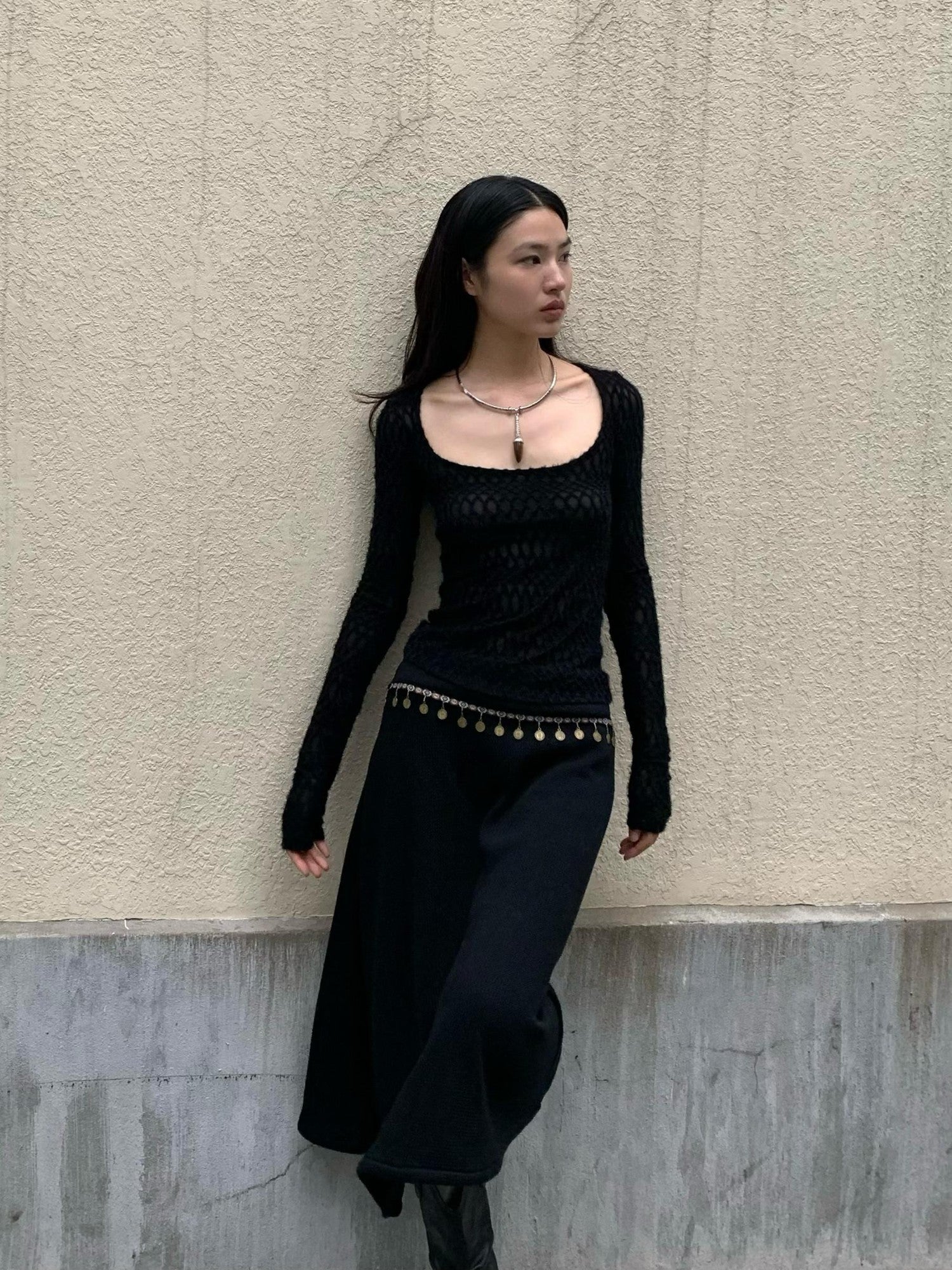 Chipchipshop Black Large Neckline Check Women&