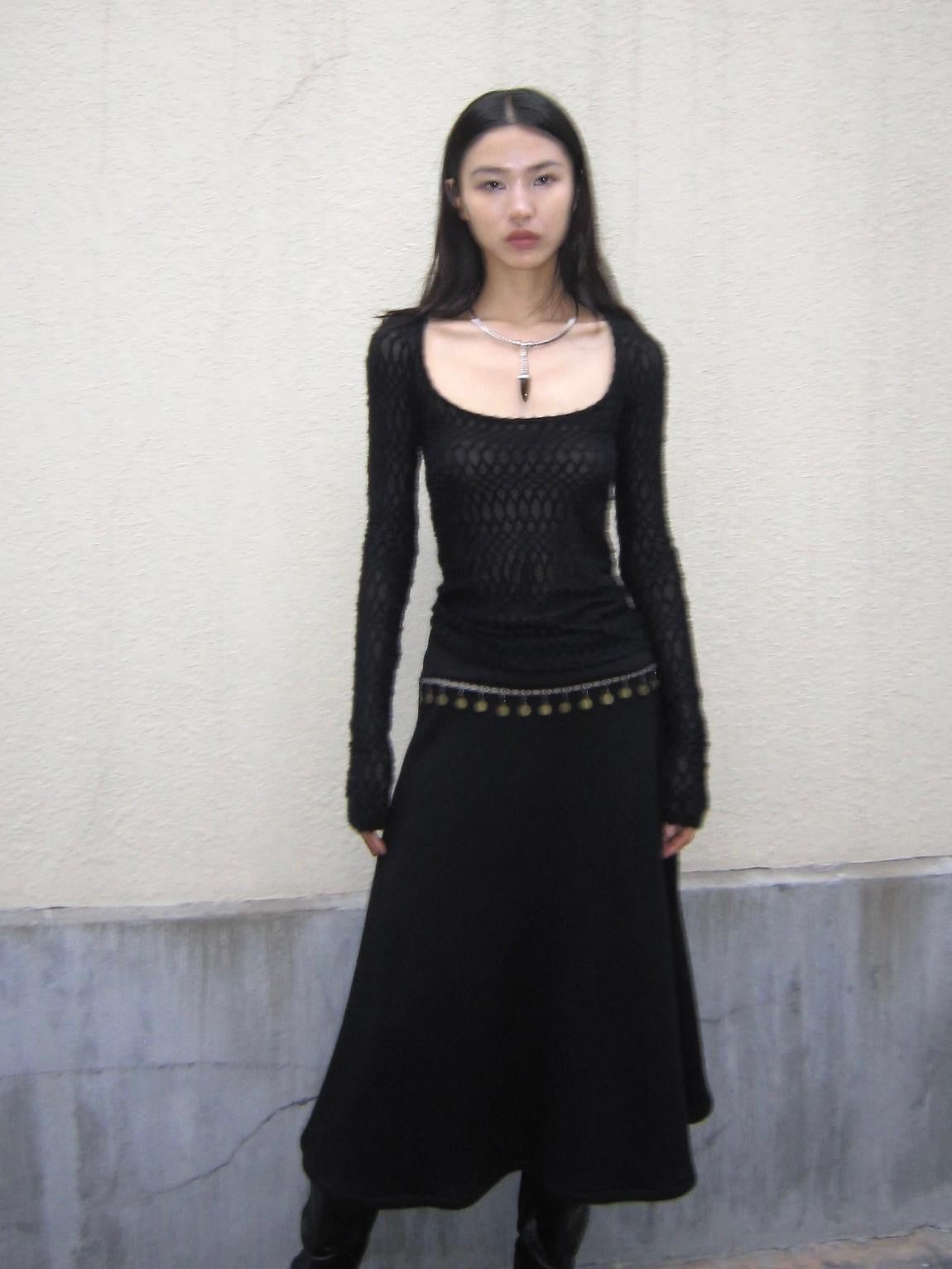 Chipchipshop Black Large Neckline Check Women&