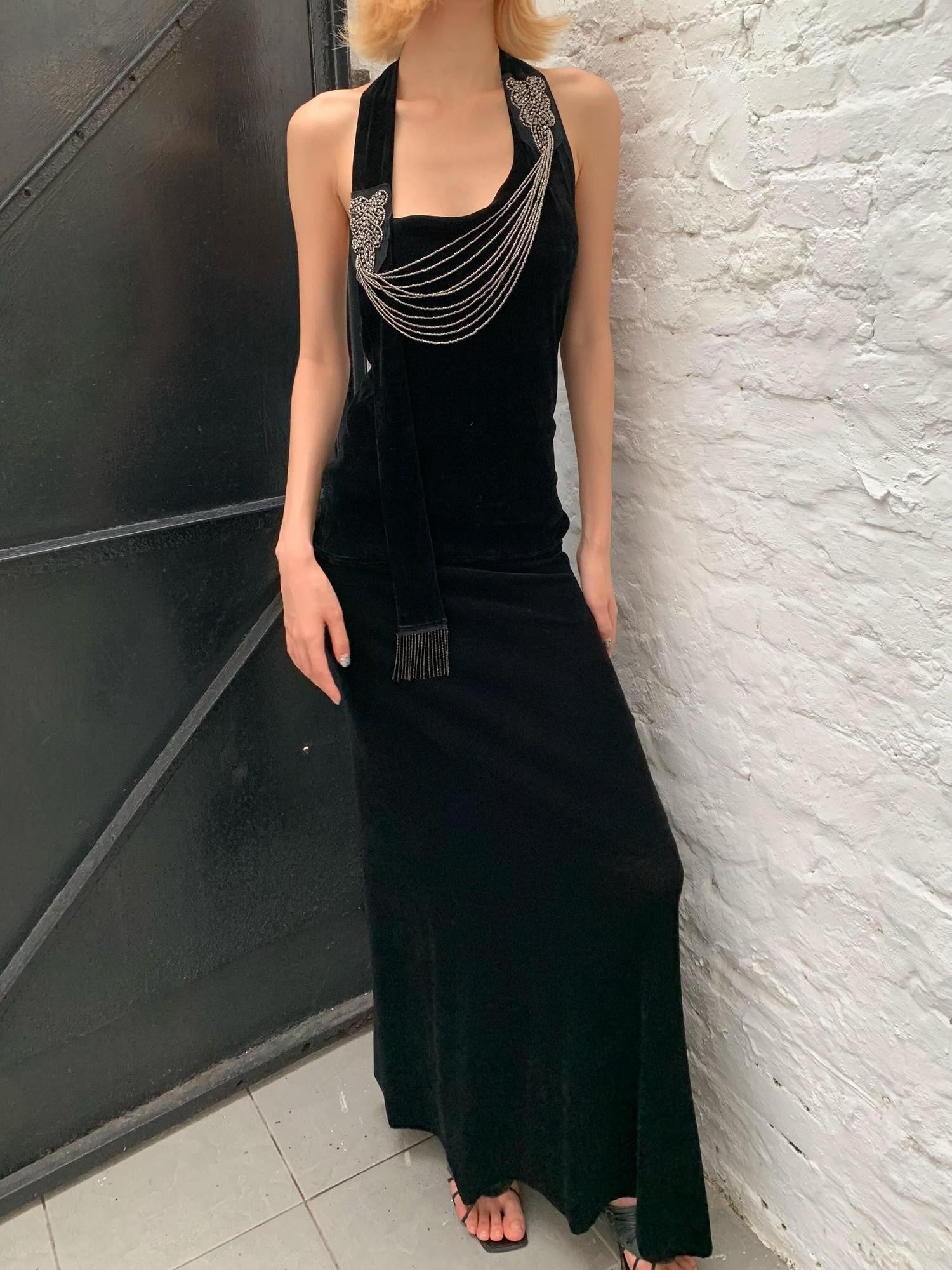 Chipchipshop Black Silver Waterfall Velvet Mesh Women&