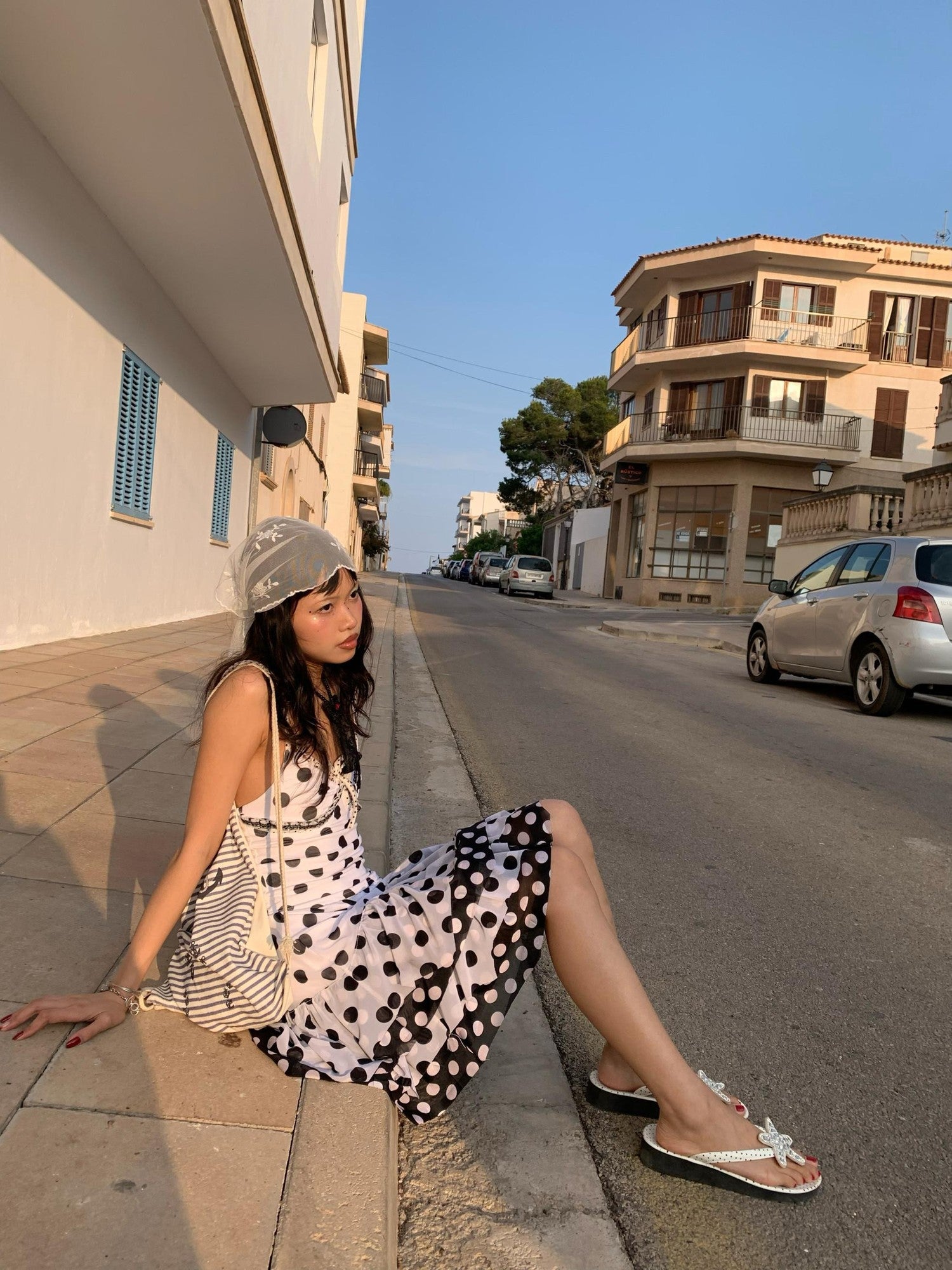 Chipchipshop Black White Polka Dot Ruffle High Waist Women&