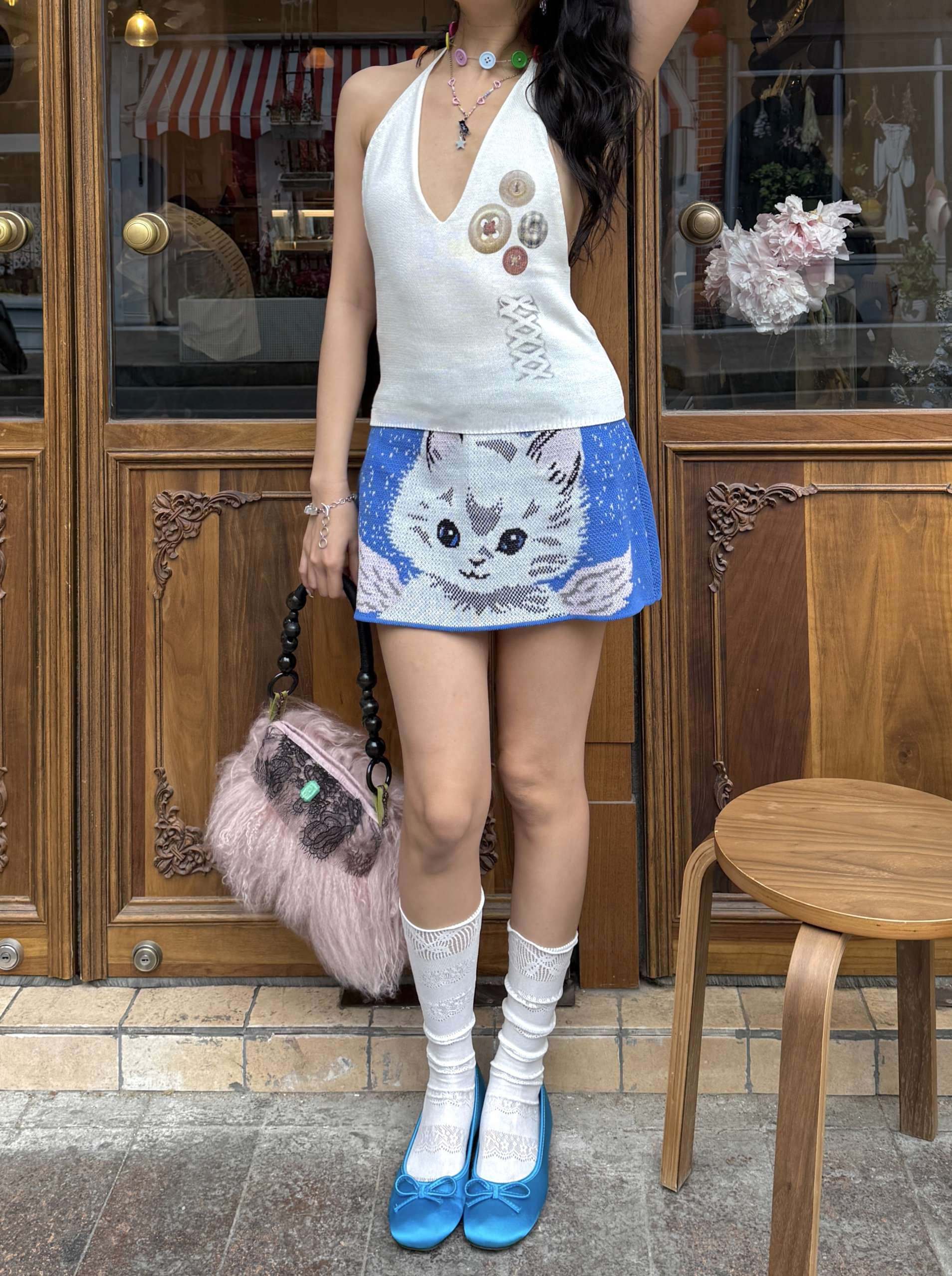 Chipchipshop_Cat_Jacquard_Knitted_Button_High_Waist_A_Line_Women&