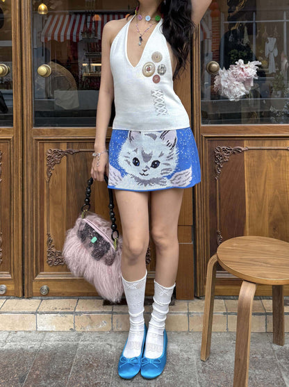 Chipchipshop_Cat_Jacquard_Knitted_Button_High_Waist_A_Line_Women&