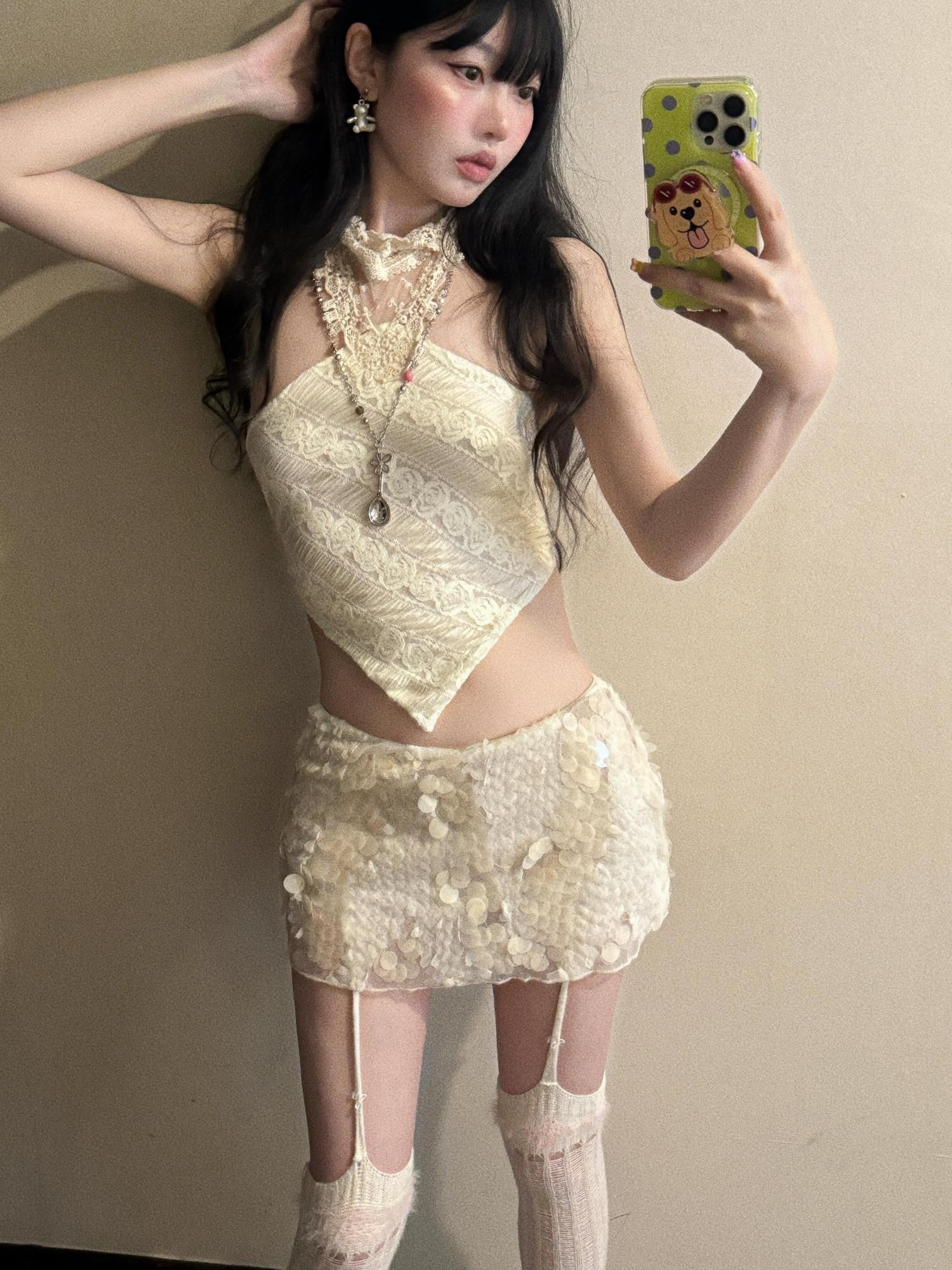 Chipchipshop Cream Intricate Lace Dudou Style Women&