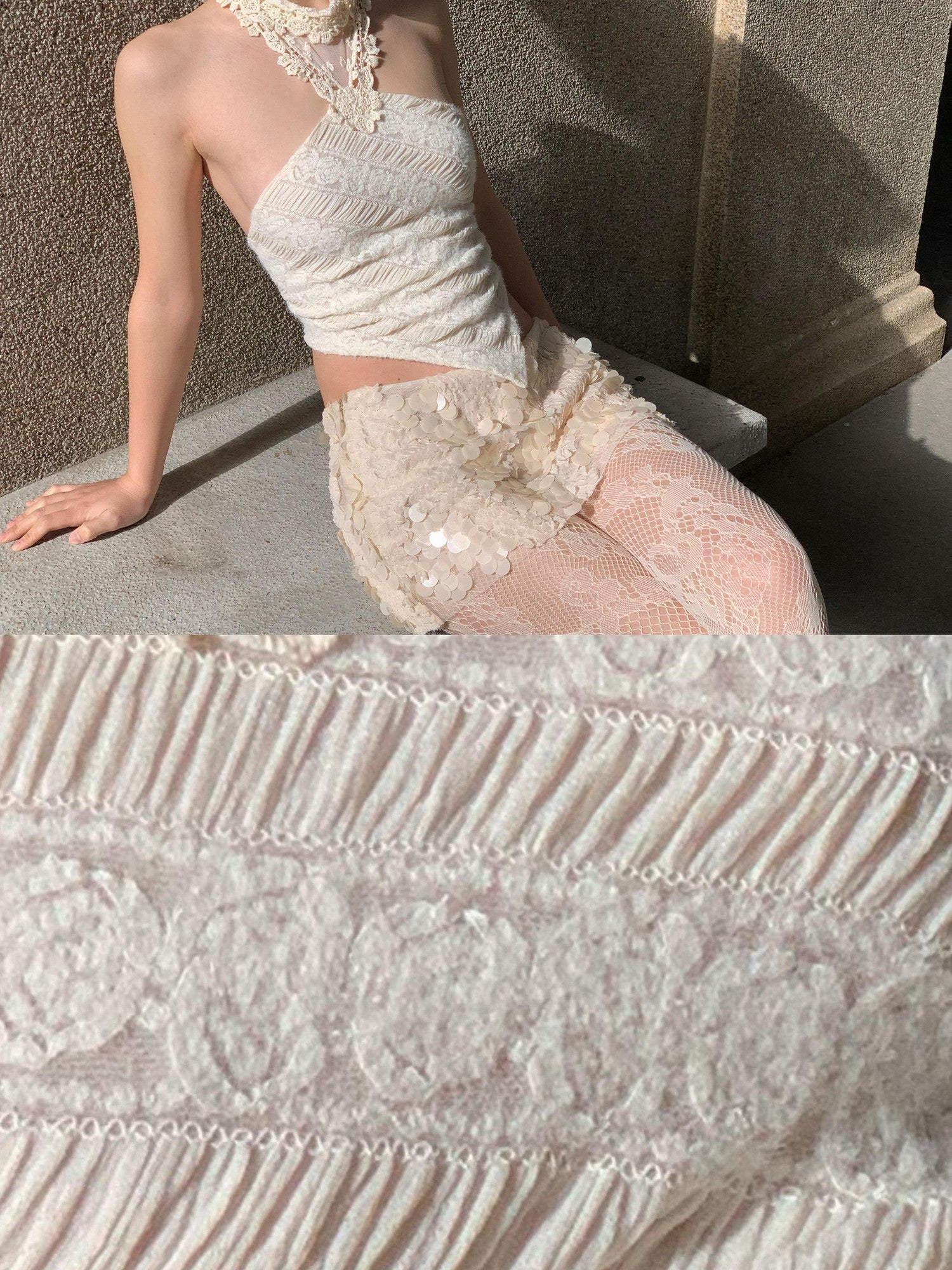 Chipchipshop Cream Intricate Lace Dudou Style Women&