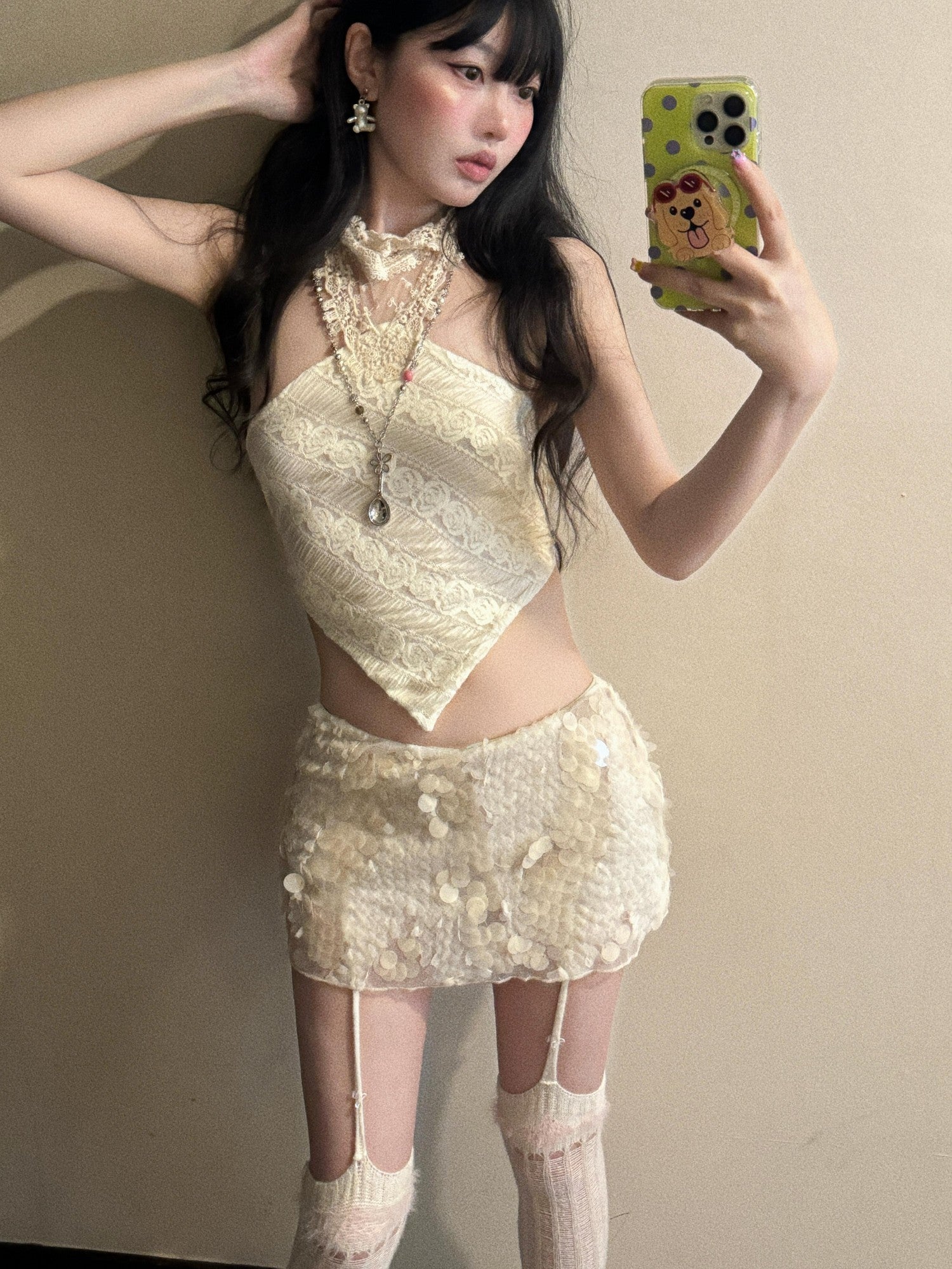 Chipchipshop Cream Intricate Lace Dudou Style Women&