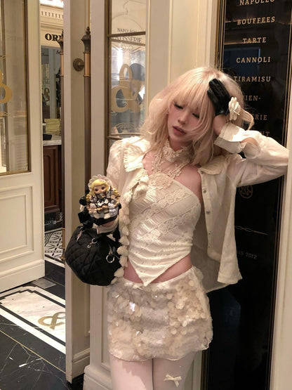Chipchipshop Cream Intricate Lace Dudou Style Women&