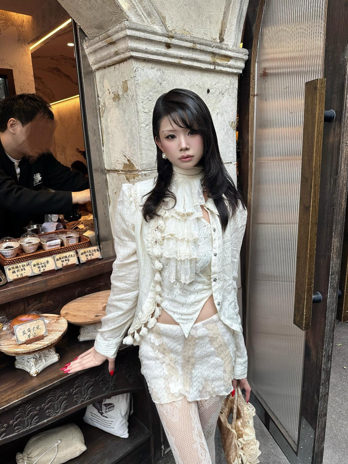 Chipchipshop Cream Intricate Lace Dudou Style Women&