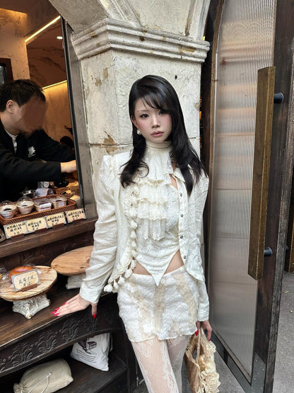 Chipchipshop Cream Intricate Lace Dudou Style Women&
