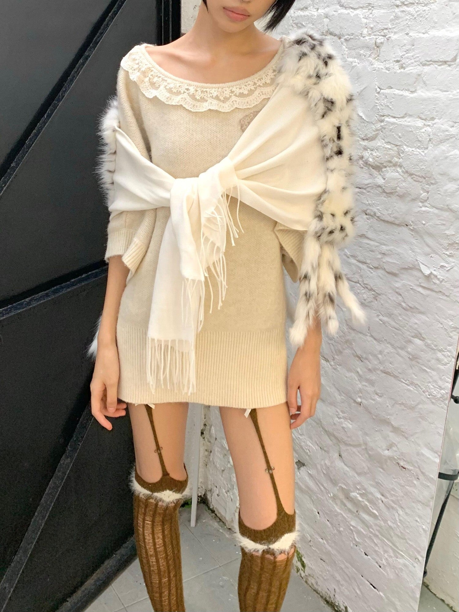 Chipchipshop Cute Bear Lace Trim Solid Women&