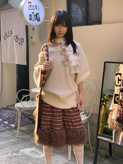 Chipchipshop Cute Bear Lace Trim Solid Women&