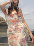 Chipchipshop Feather Patchwork Floral Print Beaded Chain Women&