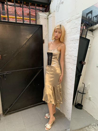 Chipchipshop Gold Pleated Napoleon Backless Women&