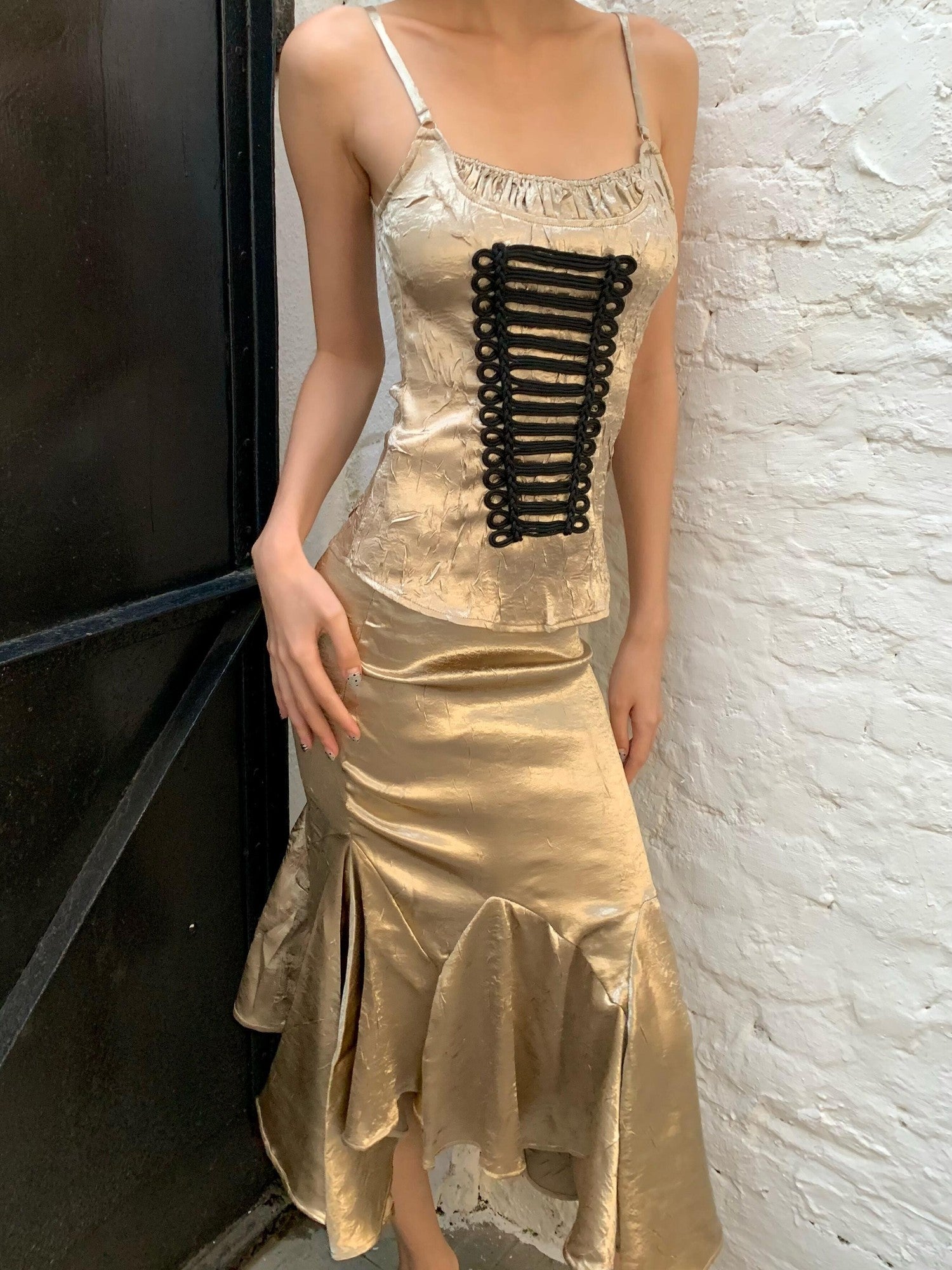 Chipchipshop Gold Pleated Napoleon Backless Women&